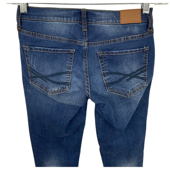 Aeropostale Women's Jeans Size 2 Regular Blue Distressed Skinny Denim Tapered - Picture 5 of 8